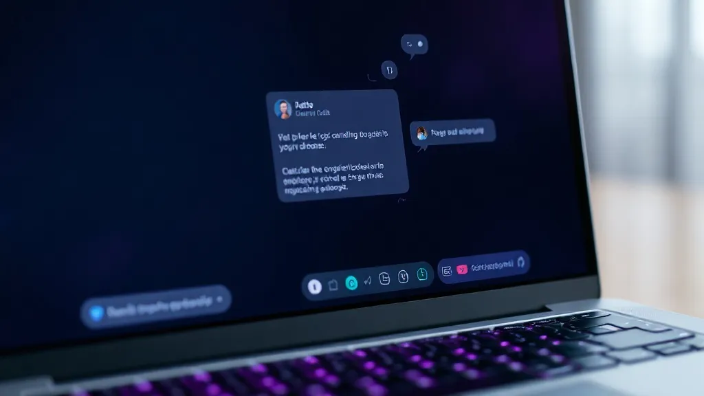 Minimalist close up of a laptop screen displaying a clean AI
